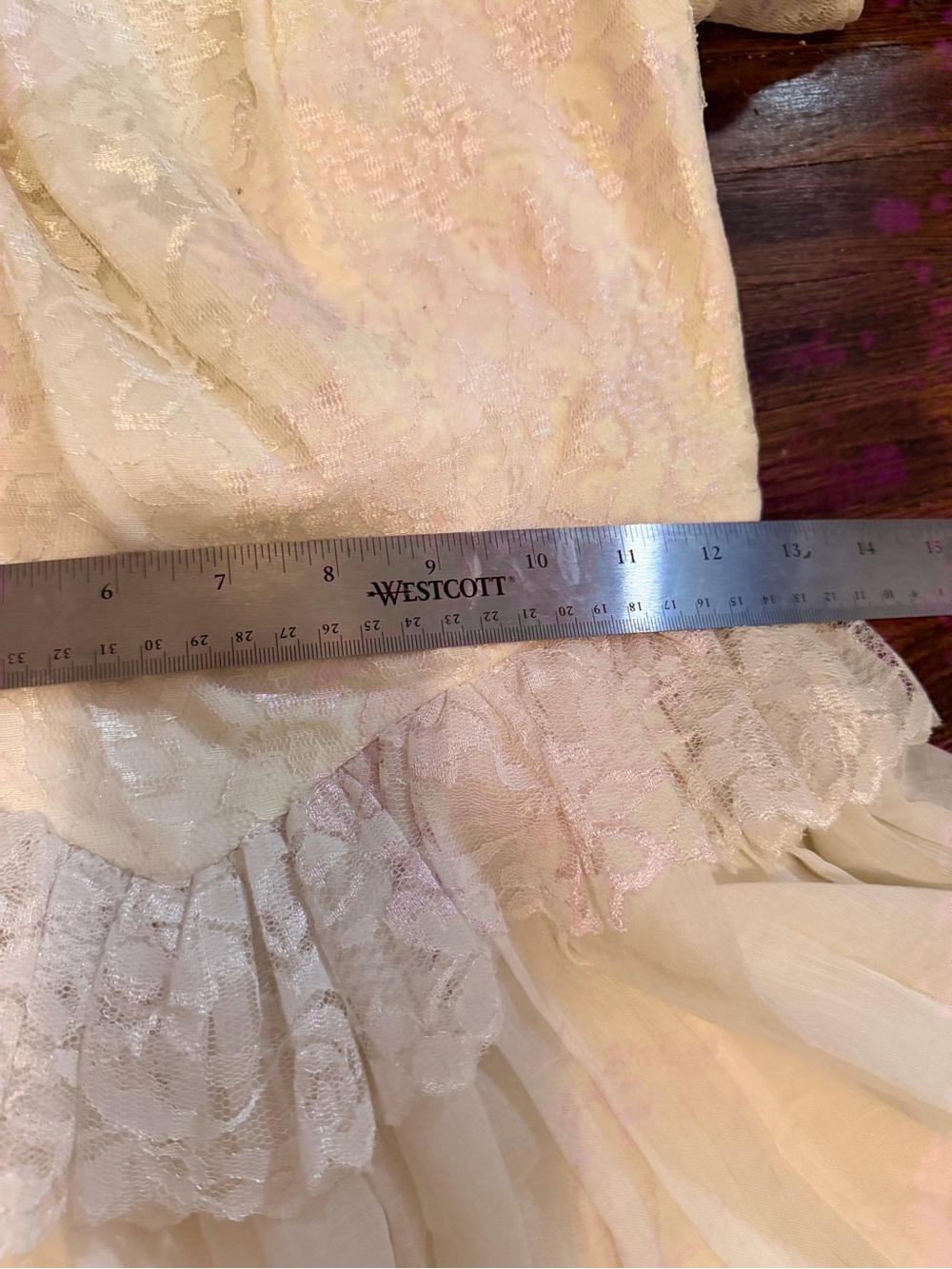 Vintage Roberta Ivory Lace Prairie Wedding Dress Cottagecore - Picture 6 of 8